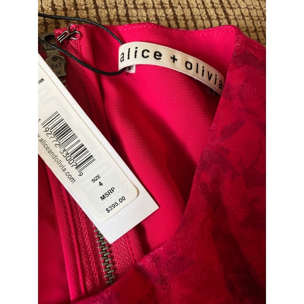 Alice + Olivia Stella Wild Bold Pink Cut Out Slit Midi Dress - Picture 13 of 16